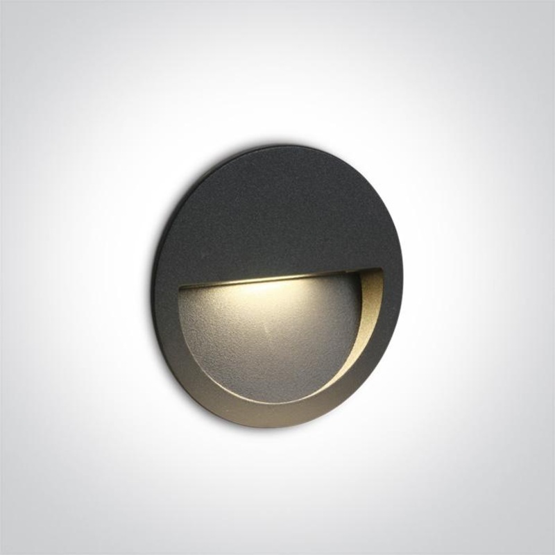 Wall Light Recessed Anthracite Circular Warm White LED Outdoor LED built in 300lm 3W Die Cast One Light SKU:68068/AN/W