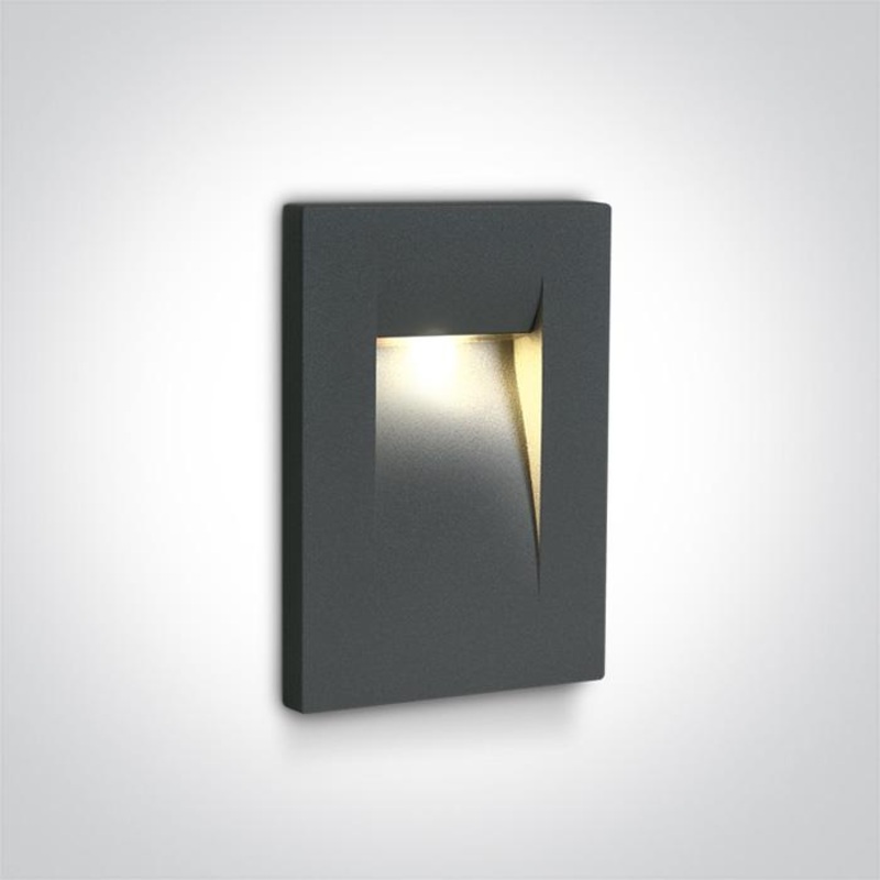 Wall Light Recessed Anthracite Rectangular Warm White LED Outdoor LED built in 100lm 3,6W Die Cast One Light SKU:68062/AN/W