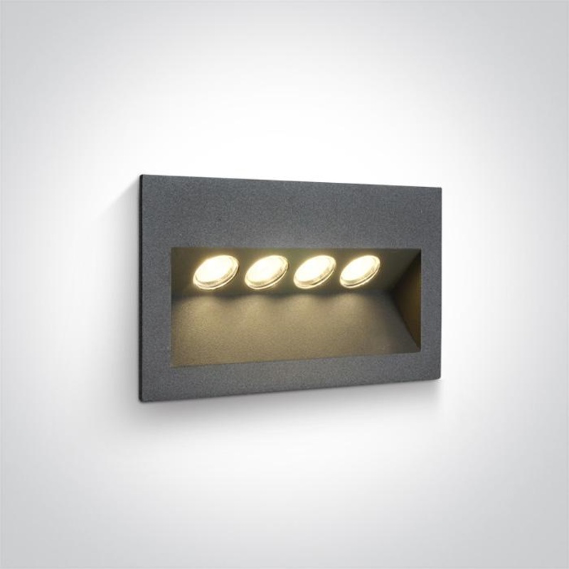 Wall Light Recessed Anthracite Rectangular Warm White LED Outdoor LED built in 280lm 4x1W Die Cast One Light SKU:68048/AN/W