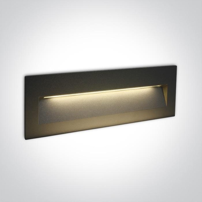 Wall Light Recessed Anthracite Rectangular Warm White LED Outdoor LED built in 550lm 6W Die Cast One Light SKU:68068C/AN/W