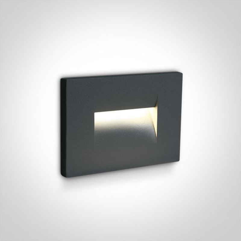 Wall Light Recessed Anthracite Rectangular Warm White LED Outdoor LED built in 85lm 3,6W Die Cast One Light SKU:68064/AN/W