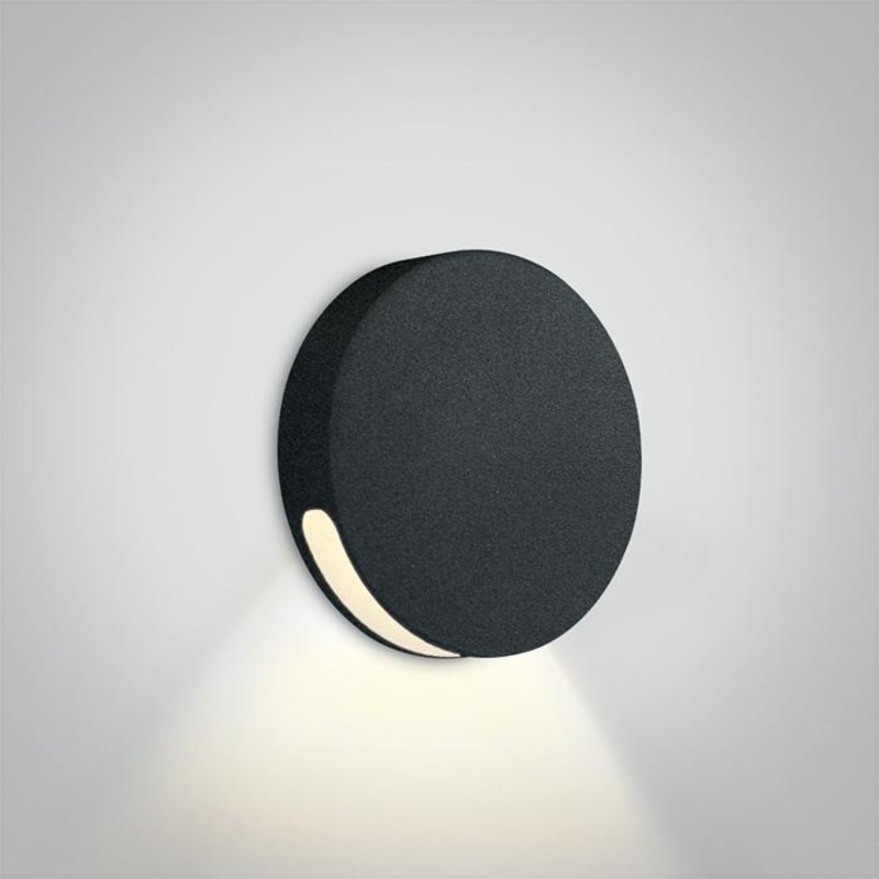 Wall Light Recessed Black Circular Warm White LED Outdoor 100lm Aluminium One Light SKU:68074/B/W