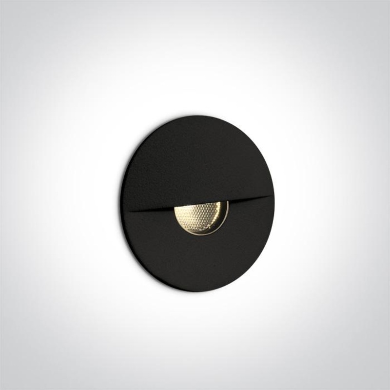 Wall Light Recessed Black Circular Warm White LED Outdoor 50lm Aluminium One Light SKU:68070/B/W
