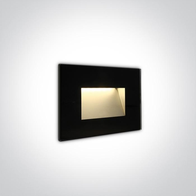 Wall Light Recessed Black Rectangular Warm White LED Outdoor LED built in 300lm 4W Glass One Light SKU:68076/B/W