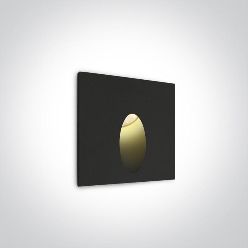 Wall Light Recessed Black Rectangular Warm White LED Outdoor LED built in 3W Aluminium One Light SKU:68032/B/W
