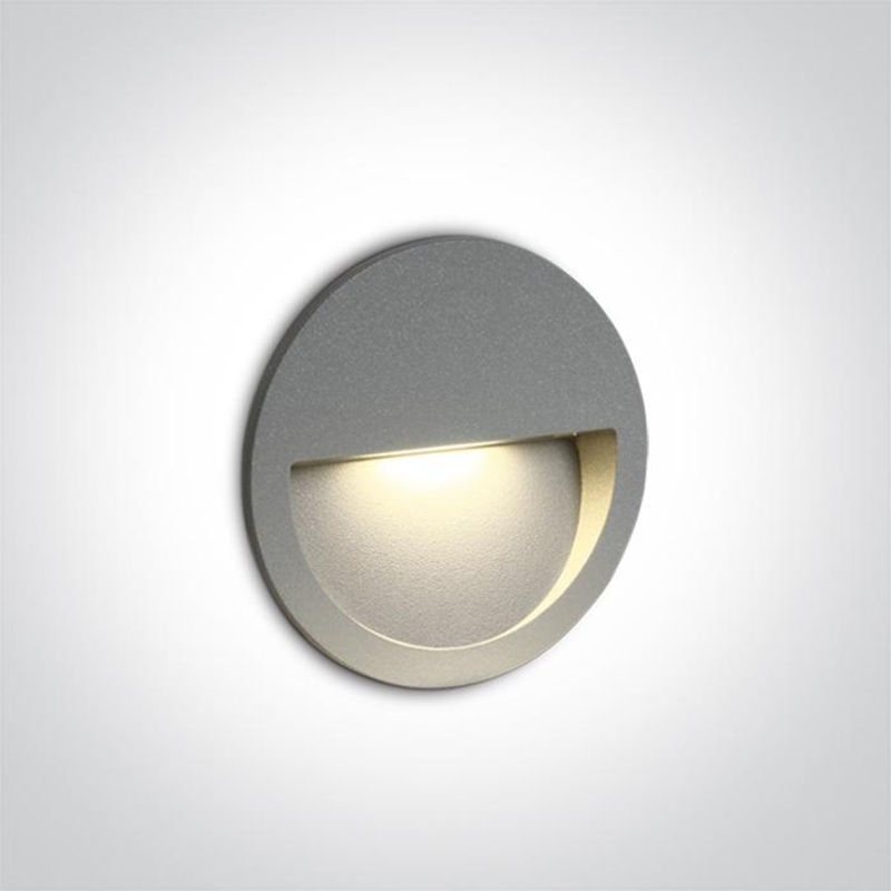 Wall Light Recessed Grey Circular Warm White LED Outdoor LED built in 300lm 3W Die Cast One Light SKU:68068/G/W