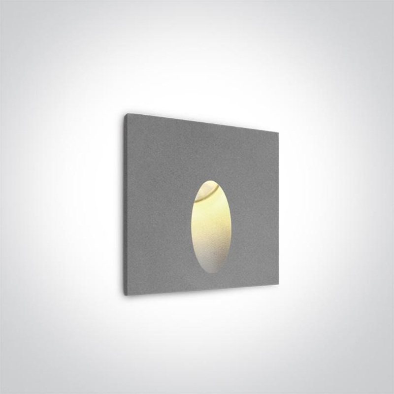 Wall Light Recessed Grey Rectangular Warm White LED Outdoor LED built in 3W Aluminium One Light SKU:68032/G/W