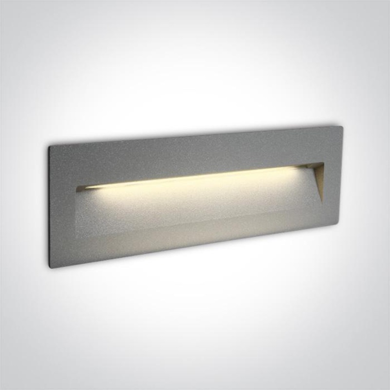 Wall Light Recessed Grey Rectangular Warm White LED Outdoor LED built in 550lm 6W Die Cast One Light SKU:68068C/G/W