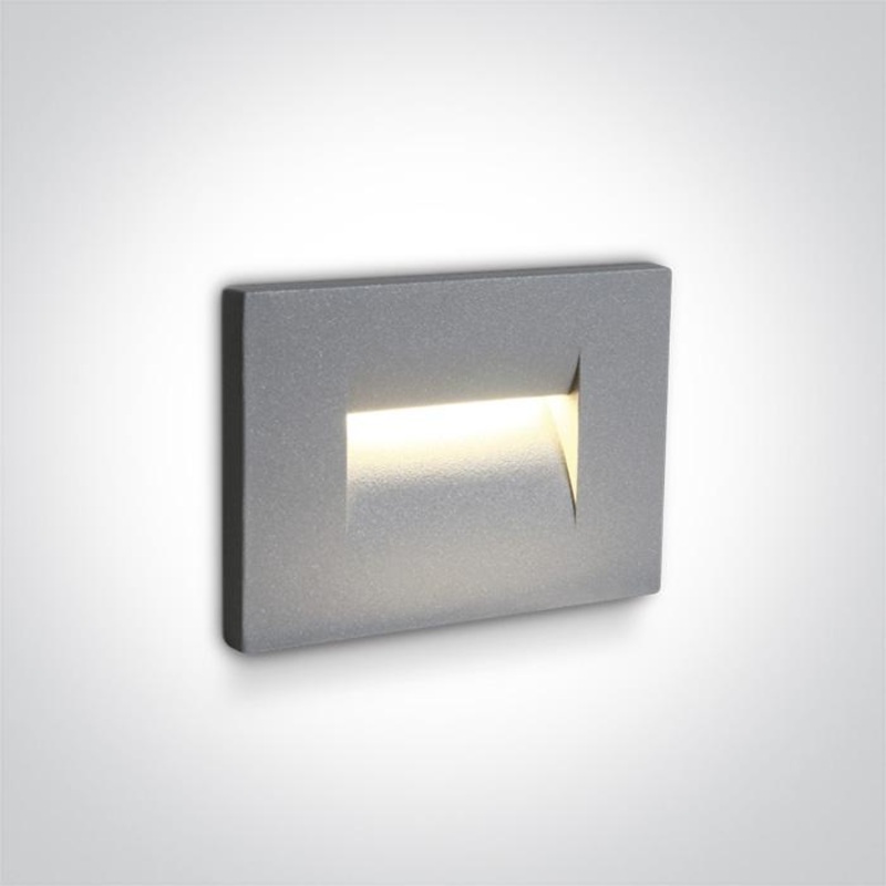 Wall Light Recessed Grey Rectangular Warm White LED Outdoor LED built in 85lm 3,6W Die Cast One Light SKU:68064/G/W