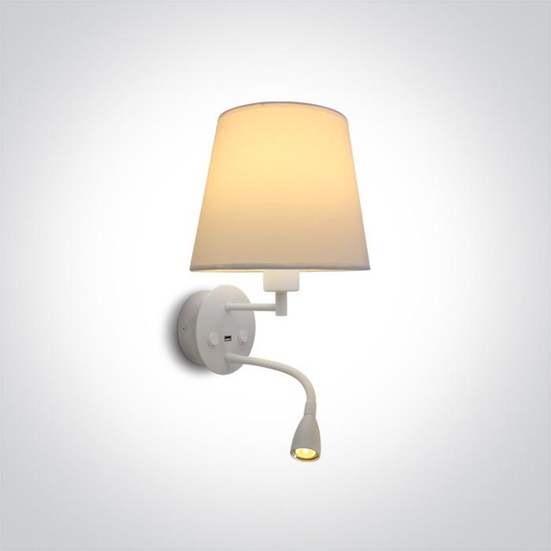 Wall Light White Circular Warm White LED Replaceable lamp 150lm 3W LED + 40W E27 Metal One Light SKU:61080/W/W