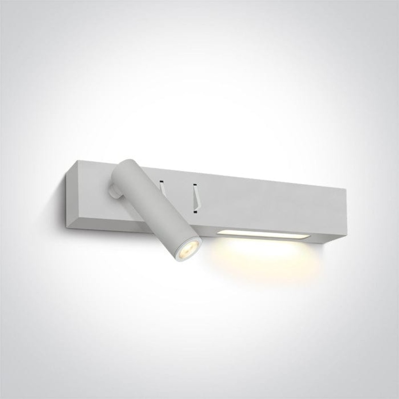 Wall Light White Rectangular Warm white LED built in 480lm 3W+6W Metal + Aluminium One Light SKU:65146/W/W