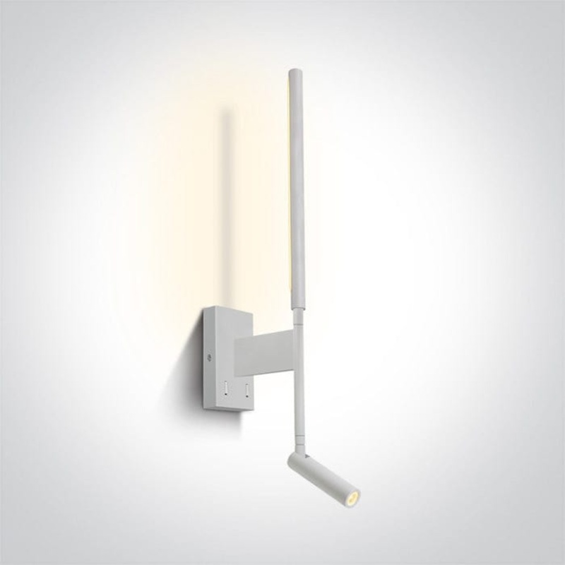 Wall Light White Rectangular Warm white LED built in 530lm 3W+6W Metal + Aluminium One Light SKU:65144/W/W