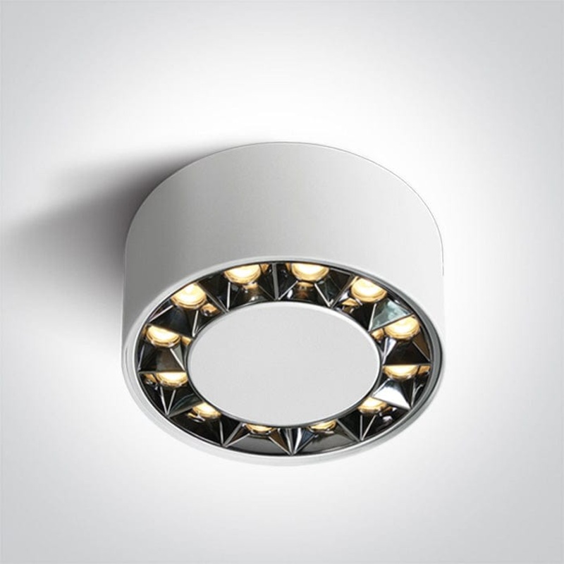 White 20W Surface ceiling spotlight, IP20.Complete with 450mA driver. One Light SKU:12120X/W/W