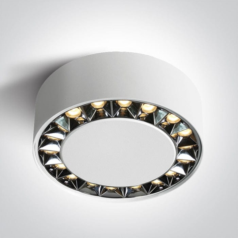 White 24W Surface ceiling spotlight, IP20.Complete with 600mA driver. One Light SKU:12124X/W/W