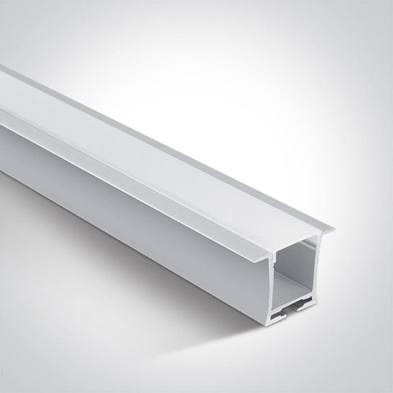 White 2m Recessed aluminium profile with PC opal diffuser. Complete with 2 pairs end cups and 6 fixing clips. Suitable for 7835, 7845, 7846, 7875, 7880 & 7887 and LED Strips 20mm. One Light SKU:7912R/W