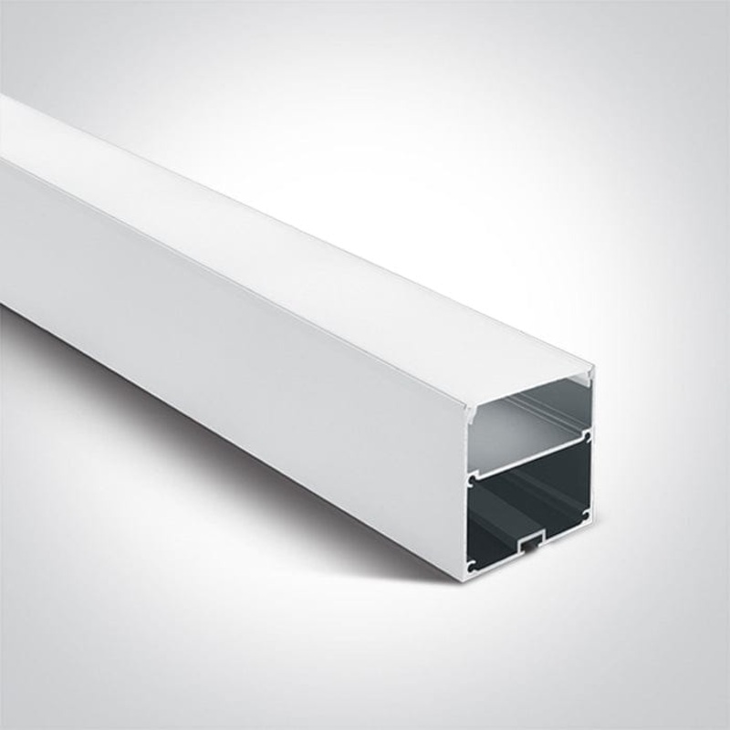 White 2m Surface aluminium profile with PC opal diffuser and space to fit slim range driver. Complete with 2 pairs end cups. Suitable for 7845, 7875, 7880, 7882, 7884 & 7887 and LED Strips 30mm. One Light SKU:7910/W