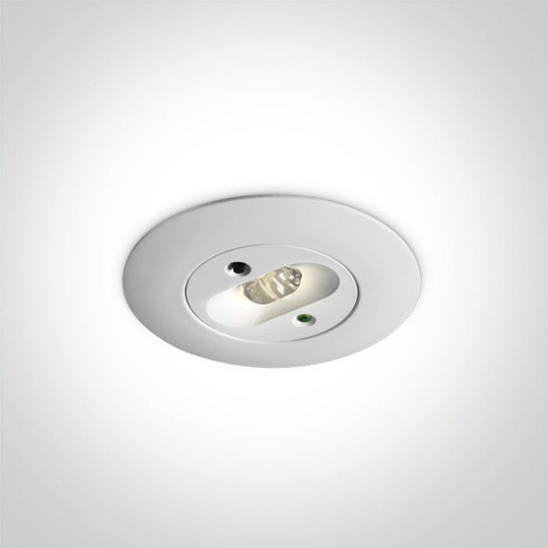 White 2W Emergency LED recessed , IP20, assymetrical ideal for corridorsinstallation.Supplied with non-dimmable LED driver.  One Light SKU:89002