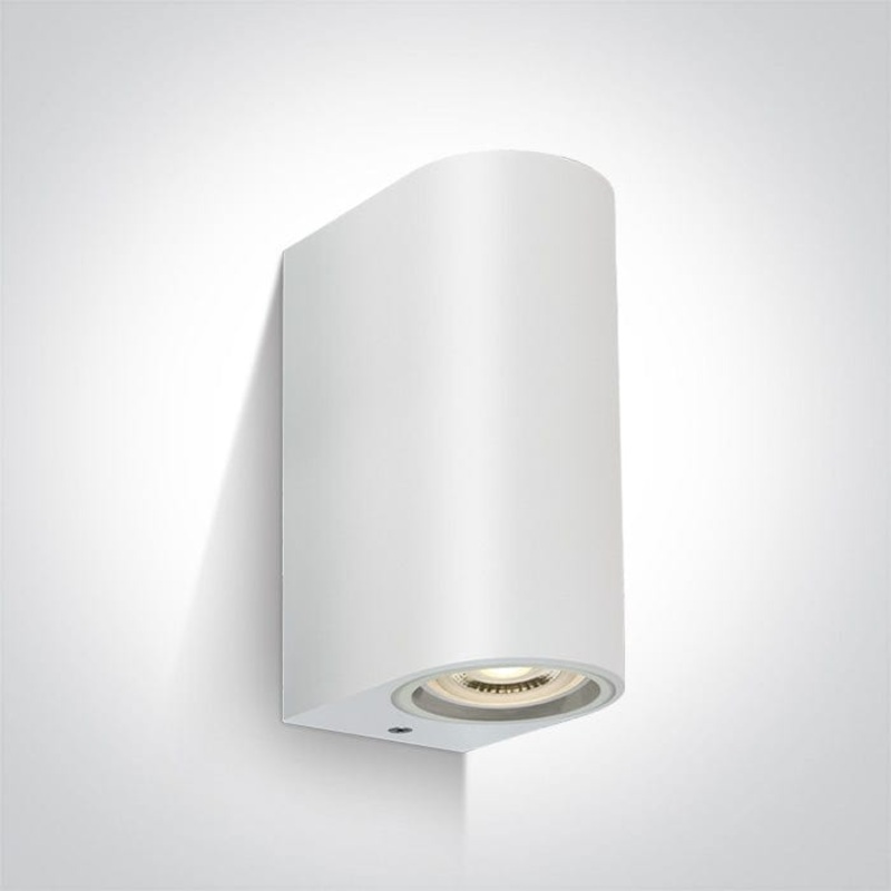 White 2xGU10 tubular ceiling light, IP65.  One Light SKU:67142G/W