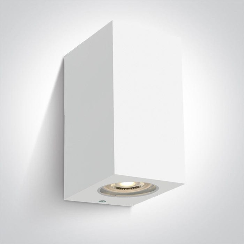 White 2xGU10 tubular ceiling light, IP65.  One Light SKU:67142K/W