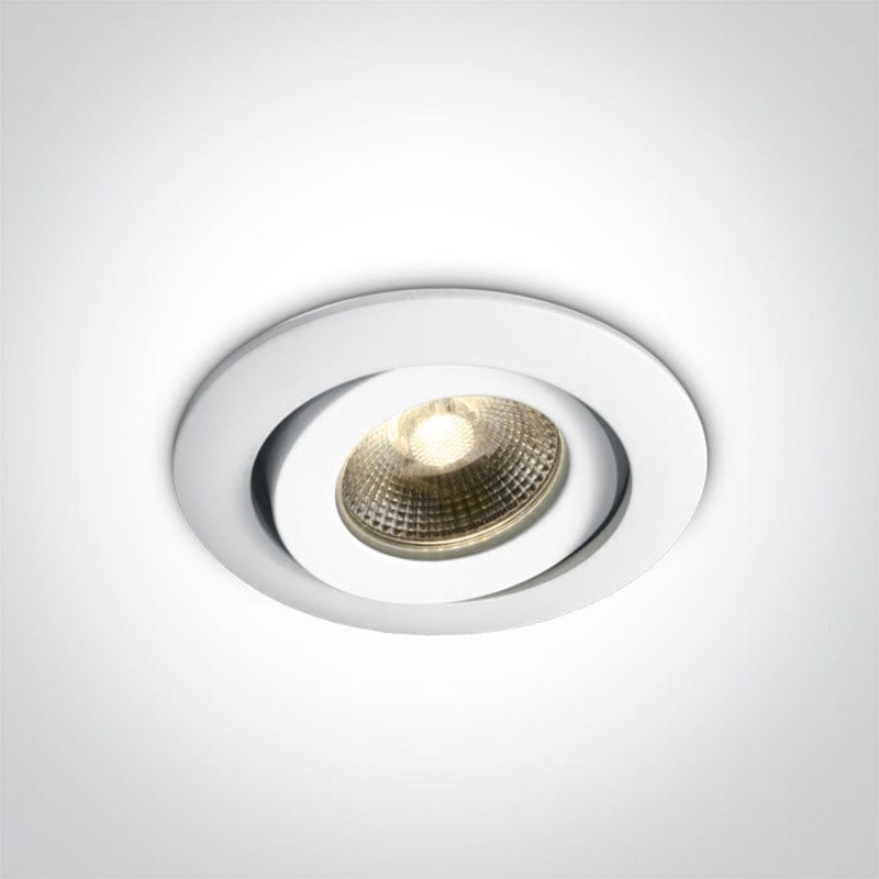 White 6W LED Fire Rated Recessed adjustable spotlight, IP20.Requires 350mA driver. One Light SKU:11106PF/C