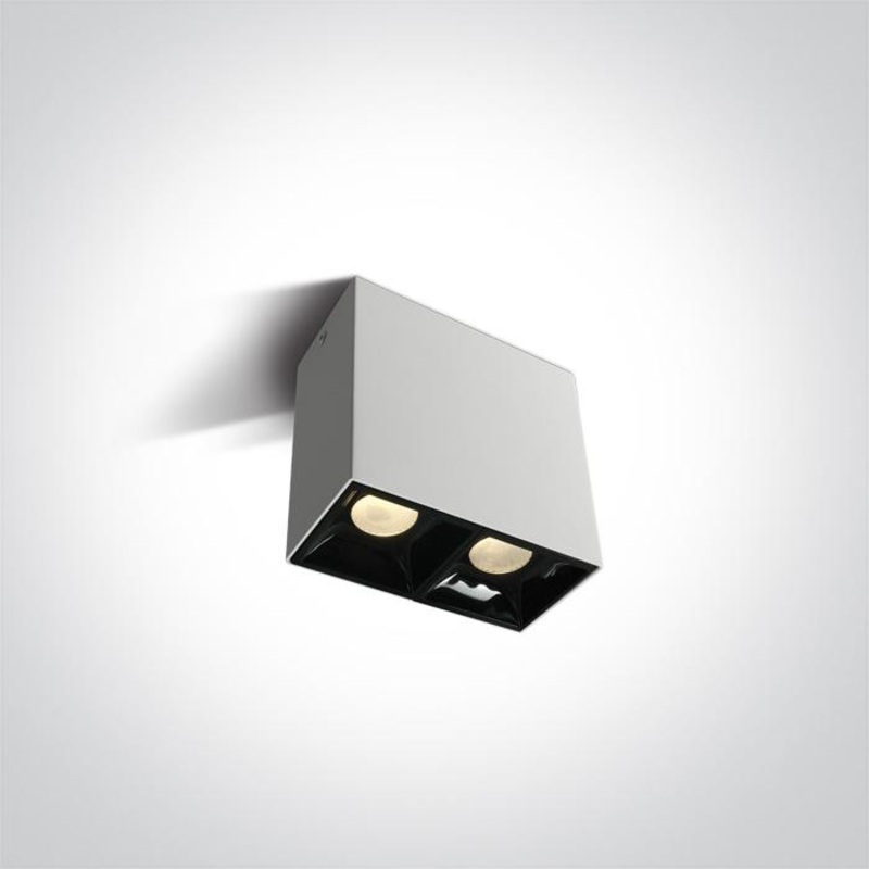 Wall & Ceiling Light White Rectangular Warm White LED built in 2X550lm 2x7W Aluminium One Light SKU:12207B/W/W
