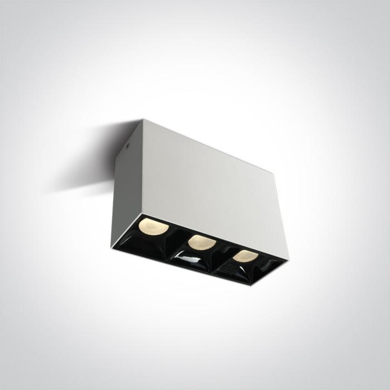 Wall & Ceiling Light White Rectangular Warm White LED built in 3X550lm 3x7W Aluminium One Light SKU:12307B/W/W