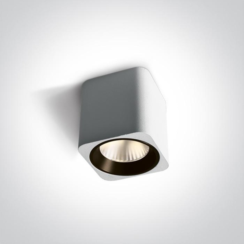 Wall & Ceiling Light White Rectangular Warm White LED built in 500lm 7W Aluminium One Light SKU:12107KA/W/W