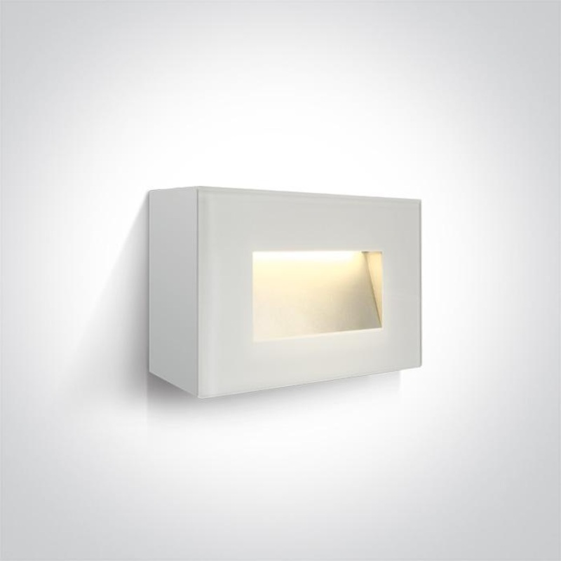 Wall & Ceiling Light White Rectangular Warm White LED Outdoor LED built in 300lm 4W Glass One Light SKU:67076/W/W
