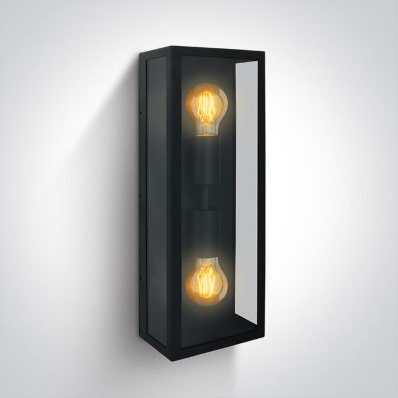 Wall Light Black Rectangular Outdoor Replaceable lamp 2x40W Stainless Steel 201 One Light SKU:67406B/B