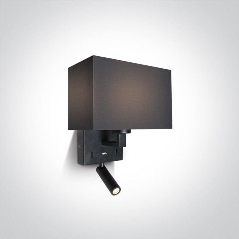 Wall Light Black Rectangular Warm White LED Replaceable lamp 150lm 3W LED + 12W E27 Metal One Light SKU:61120/B/W