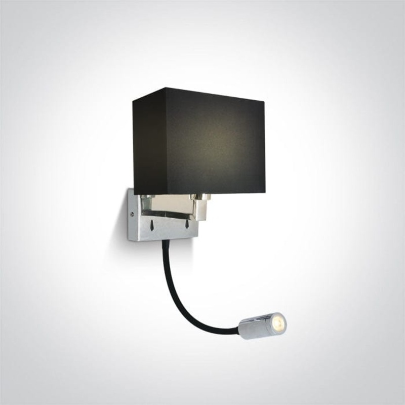 Wall Light Chrome Rectangular Warm White LED Replaceable lamp 150lm 3W LED + 8W E14 Metal One Light SKU:61122/C/W