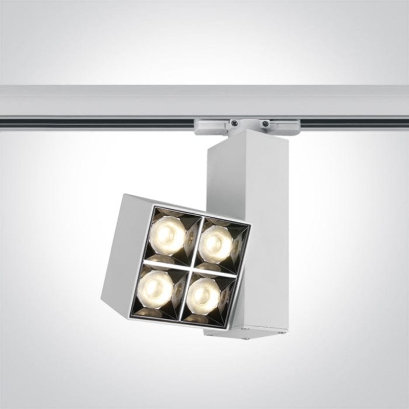 3 Circuit Tracklight White Square Warm White LED built in 1200lm 15W Die Cast One Light SKU:65406BT/W/W