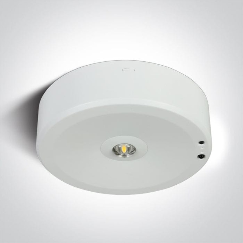 3W LED Ceiling mounted emergency light, IP20. One Light. 89412/W