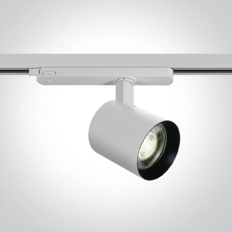 3 Circuit Tracklight Cool White 10W/15W/20W Adjustable power CRI90 LED track spotlight, ideal for shops and showrooms.  One Light SKU:65660AT/W/C
