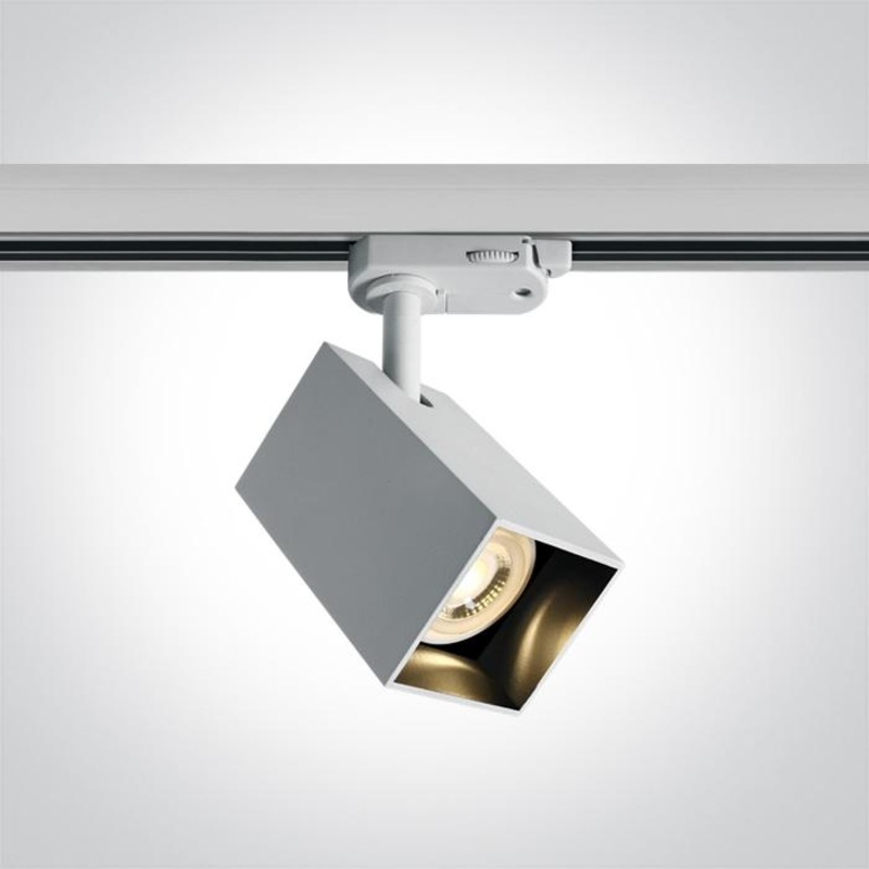 3 Circuit Tracklight GU10 White Square Replaceable lamp Aluminium One Light SKU:65105NAT/W
