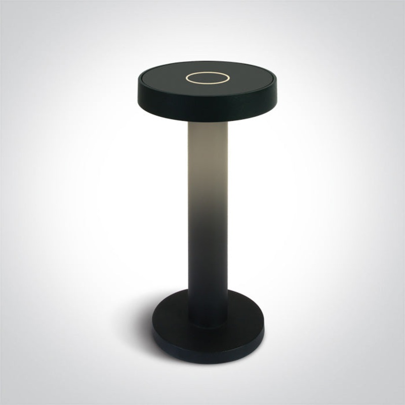 Black Rechargeable stepless dimmable table lamp suitable for indoor/outdoor use, IP65.Charging time 6,5HrsWorking time 10Hrs (100%)  One Light SKU:61090/B
