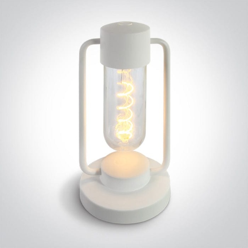 White Rechargeable stepless dimmable table lamp suitable for indoor/outdoor use, IP65.Charging time 6,5HrsWorking time 10Hrs (100%)  One Light SKU:61090/W