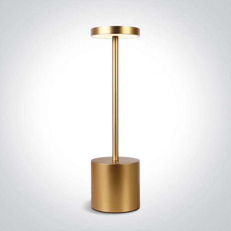 Brass Rechargeable 3-step dimmable table lamp suitable for indoor/outdoor use, IP54.Charging time 2,5HrsWorking time 8Hrs (100%)1x4000mAh lithium battery  One Light SKU:61100/BS