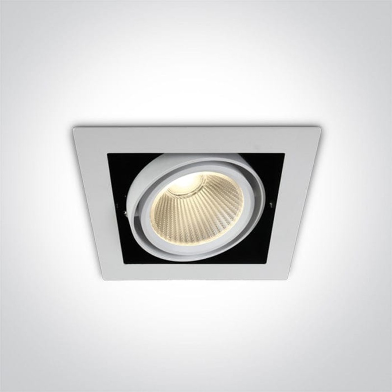 LED Downlight White Rectangular Warm White LED built in 2600lm 30W Aluminium One Light SKU:51130/W/W