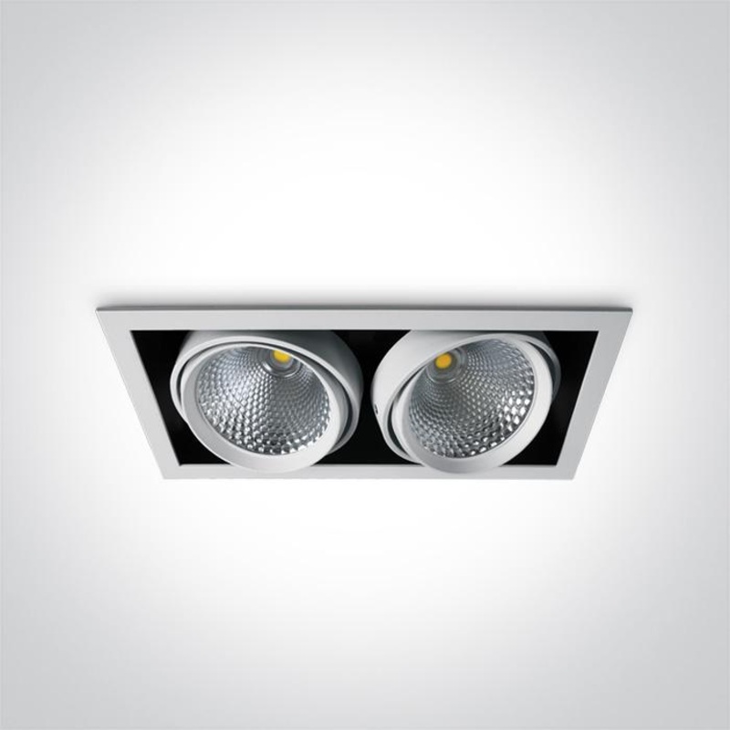 LED Downlight White Rectangular Warm White LED built in 2x3200lm 2x40W Die Cast One Light SKU:51240B/W/W