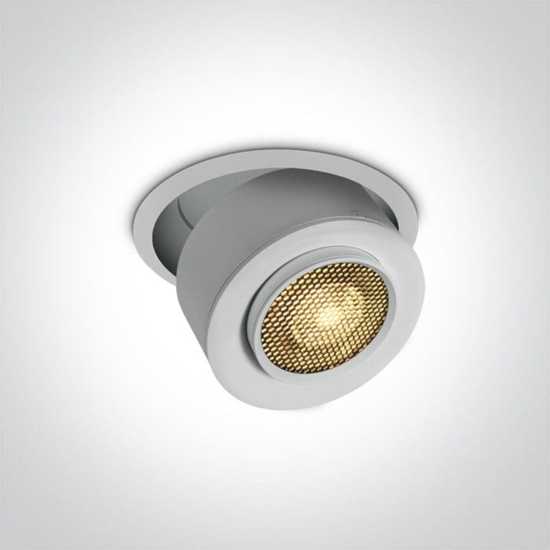 White 15W LED zoomable 15-45 adjustable downlight with removable honeycomb. Supplied with 350mA driver.  One Light SKU:11115G/W/W
