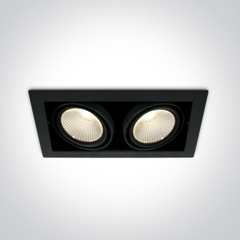 LED Downlight Black Rectangular Warm White LED built in 2x2600lm 2x30W Aluminium One Light SKU:51230/B/W