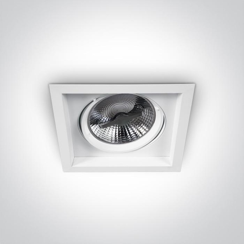 Downlight White Rectangular Aluminium One Light SKU:51110N/W