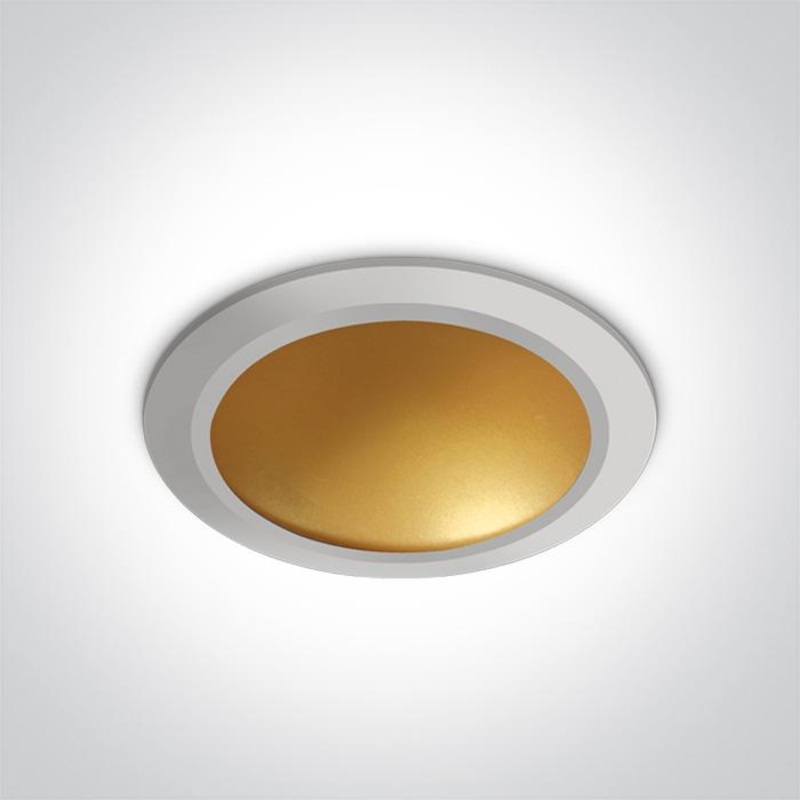 LED Downlight White-Brass Circular Warm White LED built in 800lm 16W Die Cast One Light SKU:10116FD/W/BS