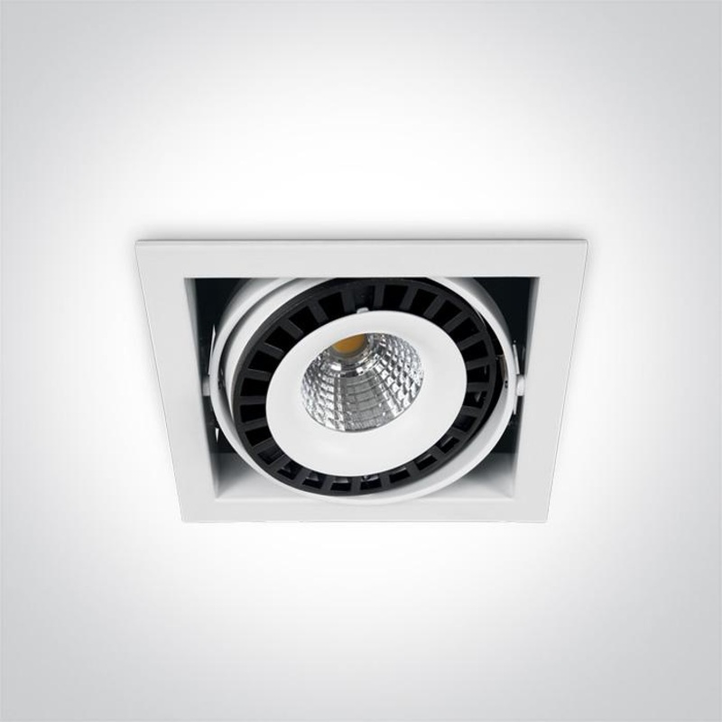 LED Downlight White Rectangular Warm White LED built in 2300lm 25W Die Cast One Light SKU:51125A/W/W