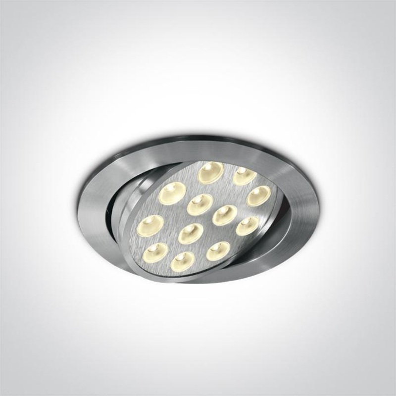 LED Downlight Aluminium Circular Warm White LED 540lm Natural Aluminium One Light SKU:11112L/W/15